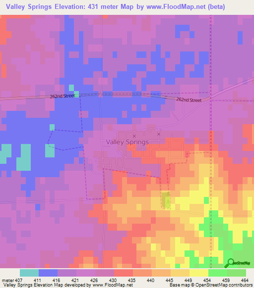 Valley Springs,US Elevation Map