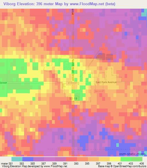 Viborg,US Elevation Map