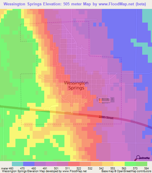 Wessington Springs,US Elevation Map