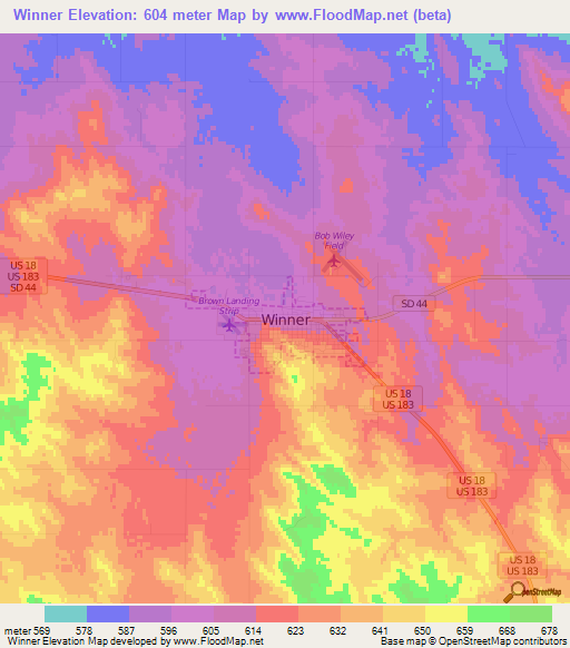 Winner,US Elevation Map