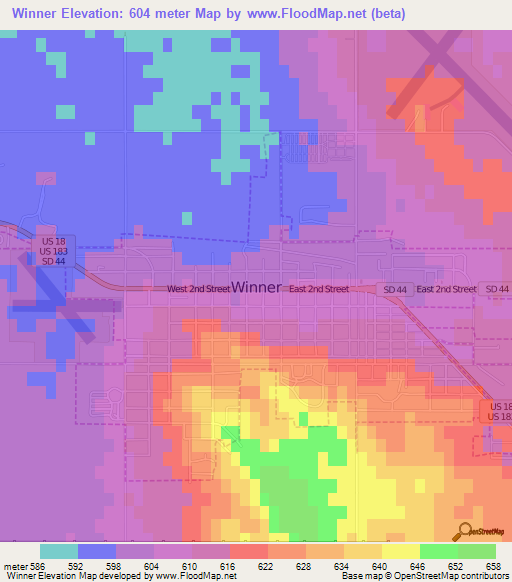 Winner,US Elevation Map