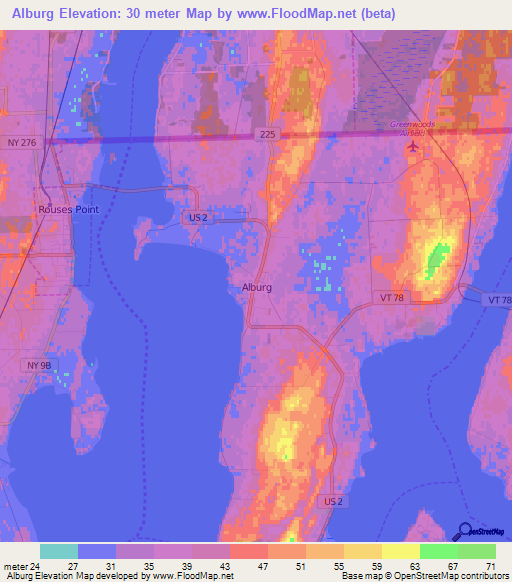 Alburg,US Elevation Map