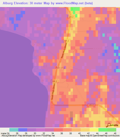 Alburg,US Elevation Map