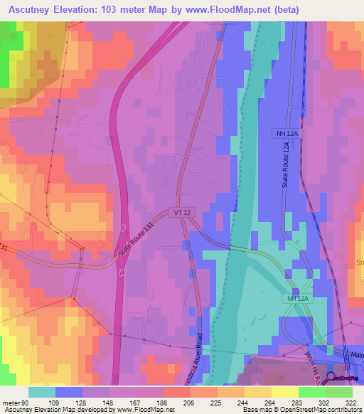 Ascutney,US Elevation Map