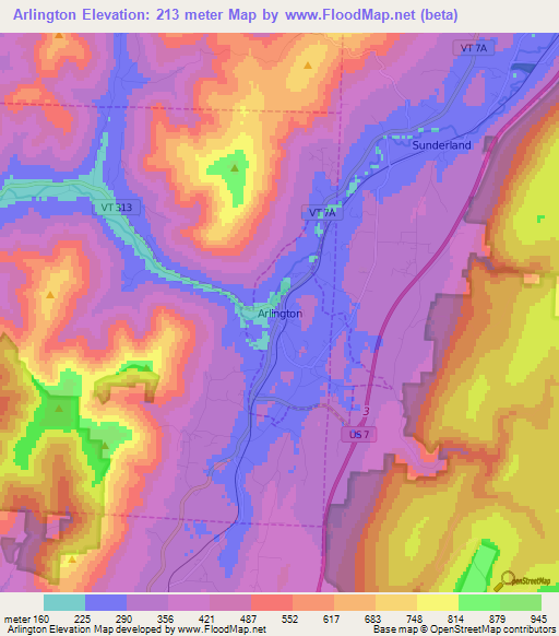 Arlington,US Elevation Map