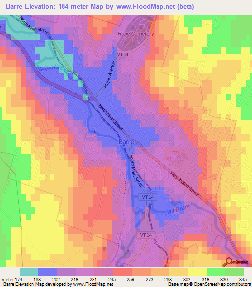 Barre,US Elevation Map