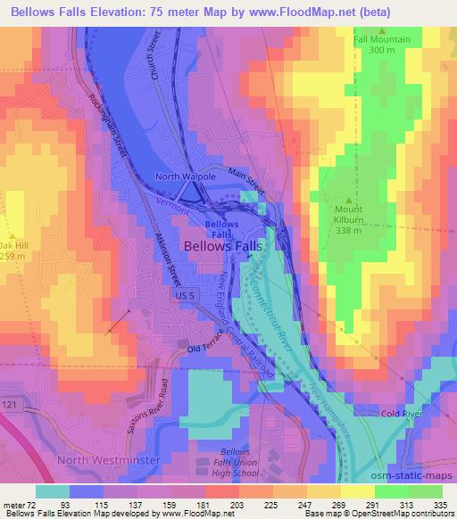 Bellows Falls,US Elevation Map