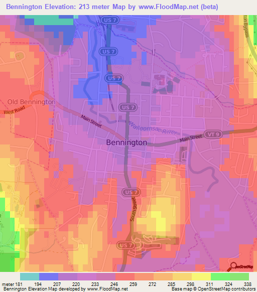 Bennington,US Elevation Map