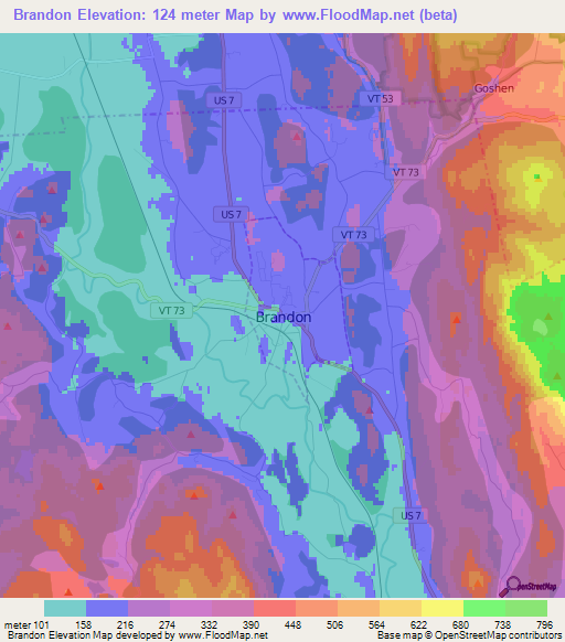 Brandon,US Elevation Map