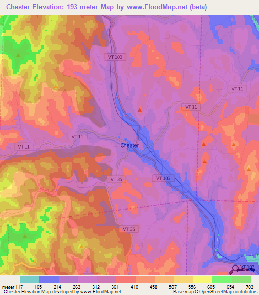 Chester,US Elevation Map