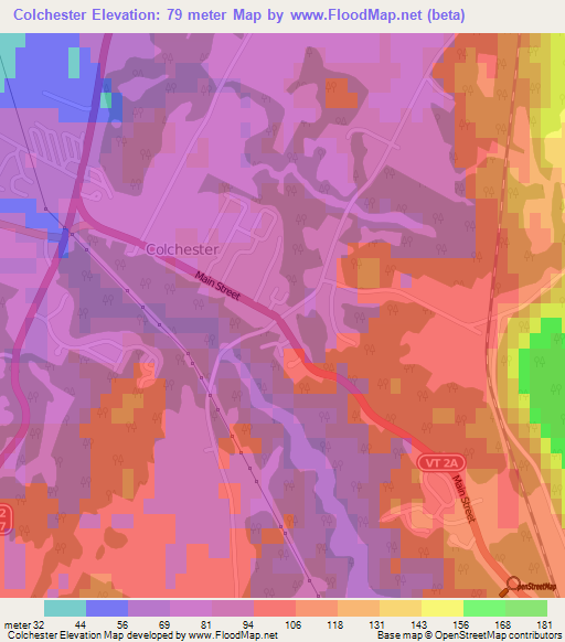 Colchester,US Elevation Map