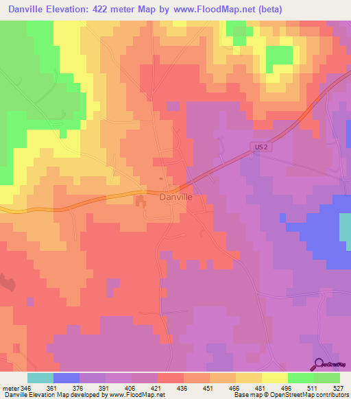 Danville,US Elevation Map