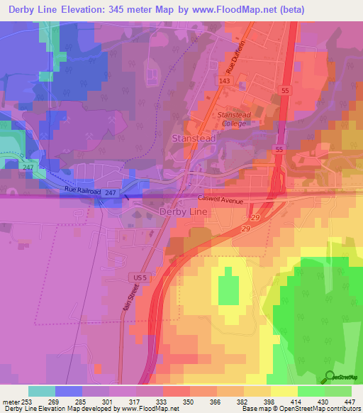 Derby Line,US Elevation Map