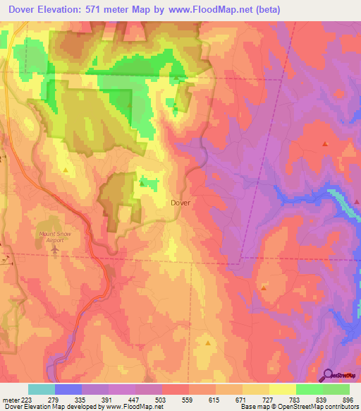 Dover,US Elevation Map