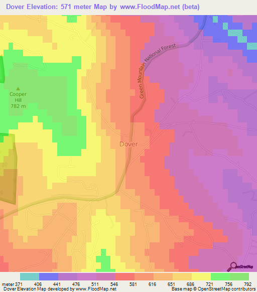 Dover,US Elevation Map