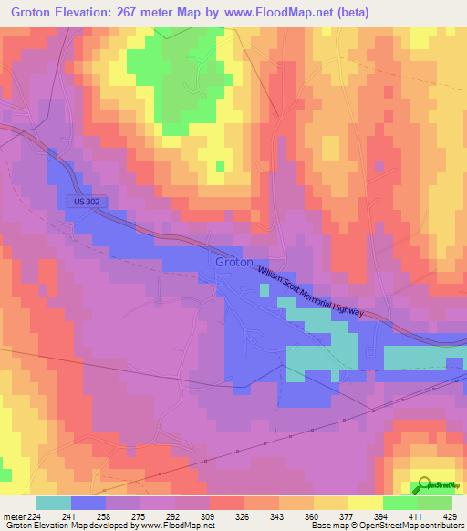 Groton,US Elevation Map