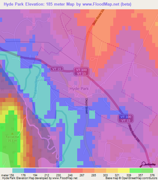 Hyde Park,US Elevation Map