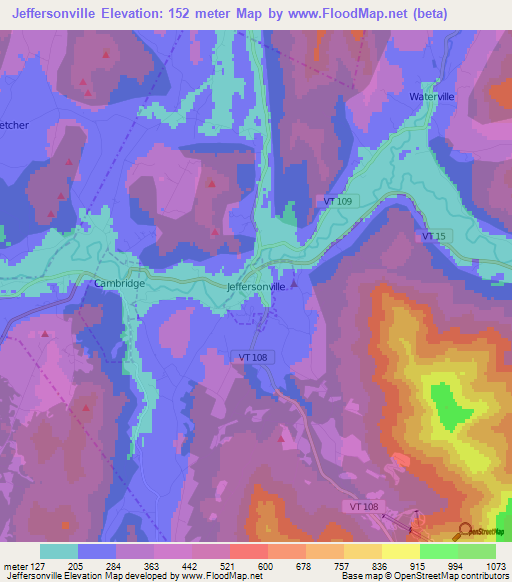 Jeffersonville,US Elevation Map