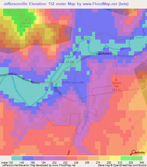 Jeffersonville,US Elevation Map