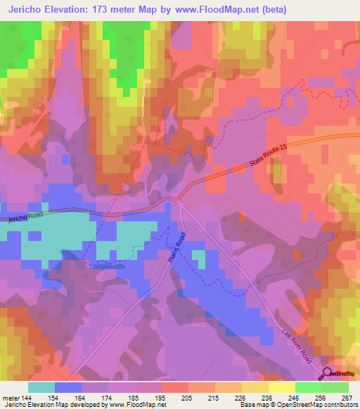 Jericho,US Elevation Map