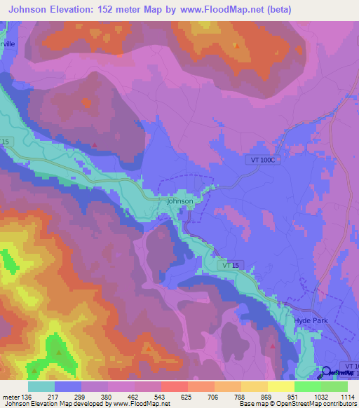 Johnson,US Elevation Map