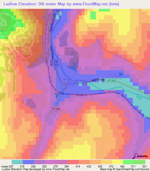 Ludlow,US Elevation Map