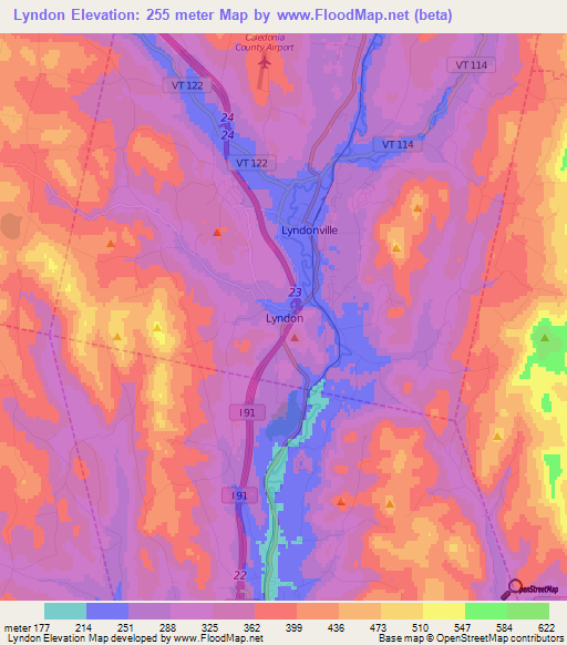 Lyndon,US Elevation Map