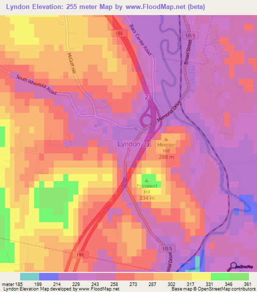 Lyndon,US Elevation Map