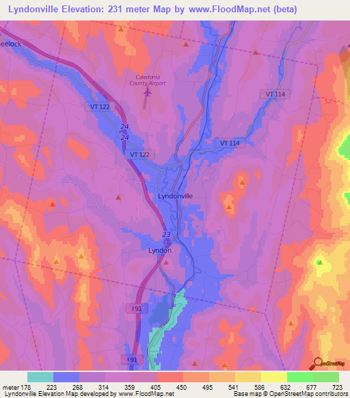 Lyndonville,US Elevation Map