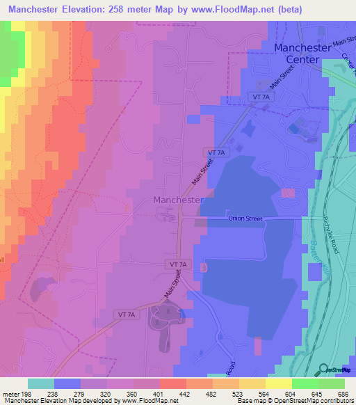 Manchester,US Elevation Map