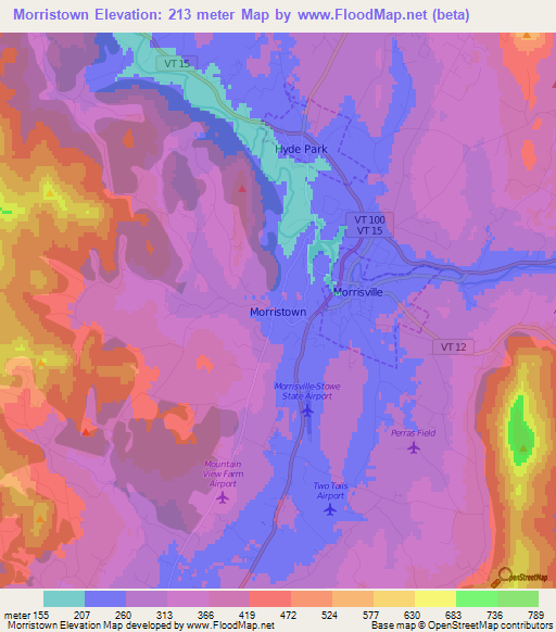 Morristown,US Elevation Map