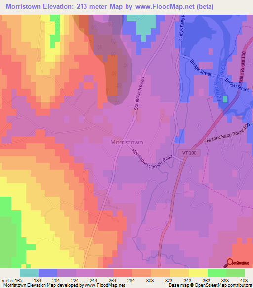 Morristown,US Elevation Map