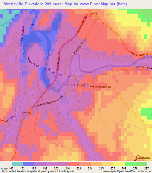 Morrisville,US Elevation Map