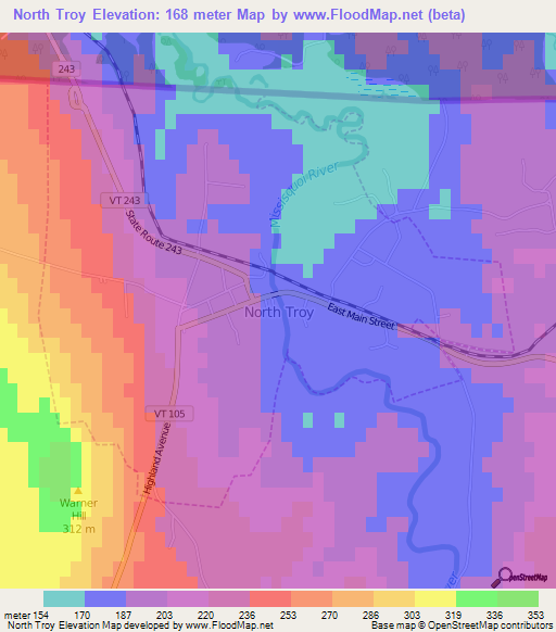 North Troy,US Elevation Map