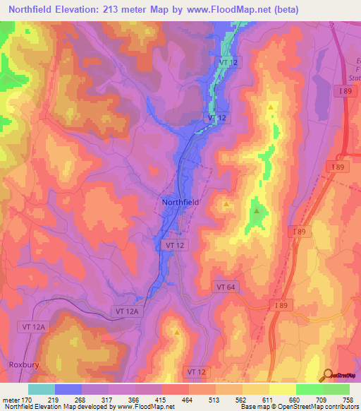 Northfield,US Elevation Map