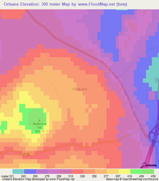 Orleans,US Elevation Map