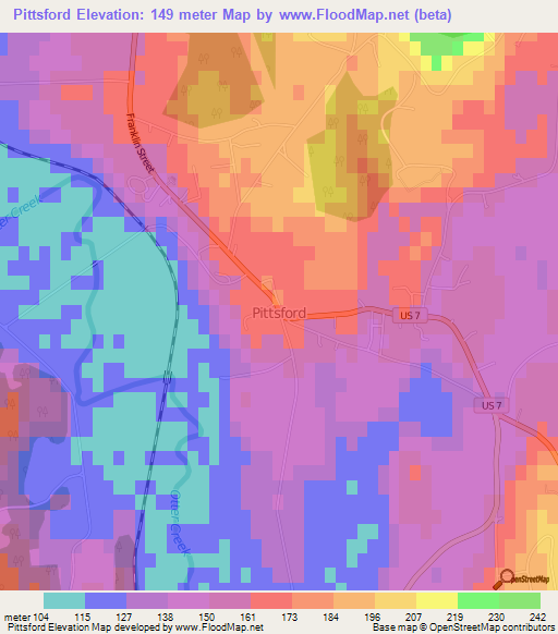 Pittsford,US Elevation Map