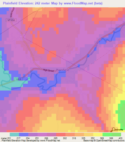 Plainfield,US Elevation Map