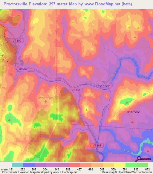 Proctorsville,US Elevation Map