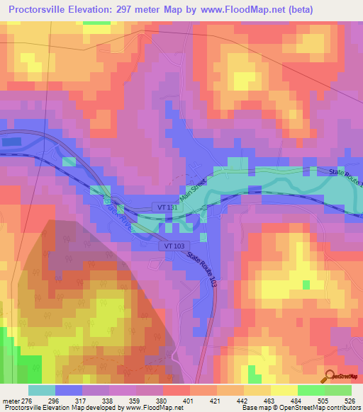 Proctorsville,US Elevation Map