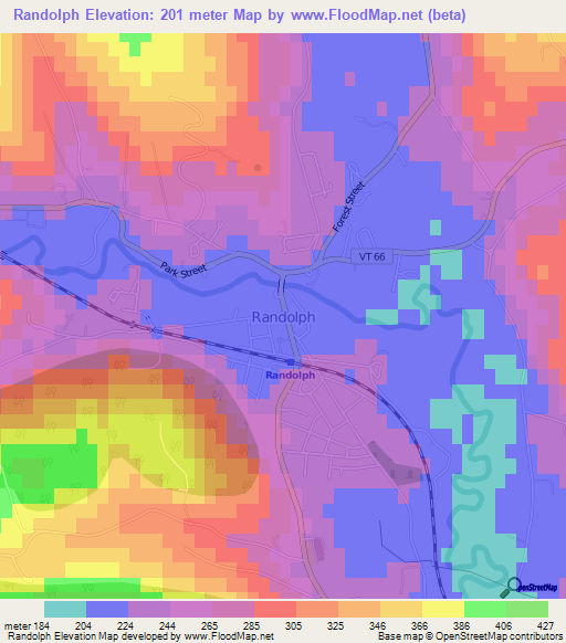 Randolph,US Elevation Map