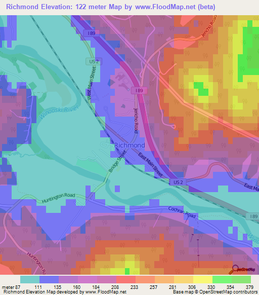 Richmond,US Elevation Map