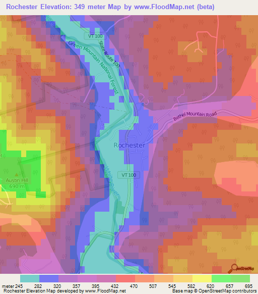 Rochester,US Elevation Map