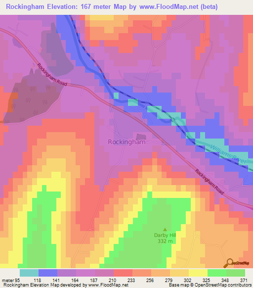 Rockingham,US Elevation Map