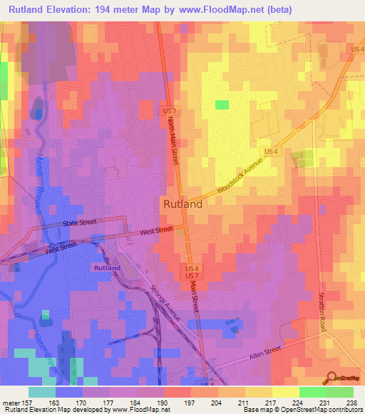 Rutland,US Elevation Map