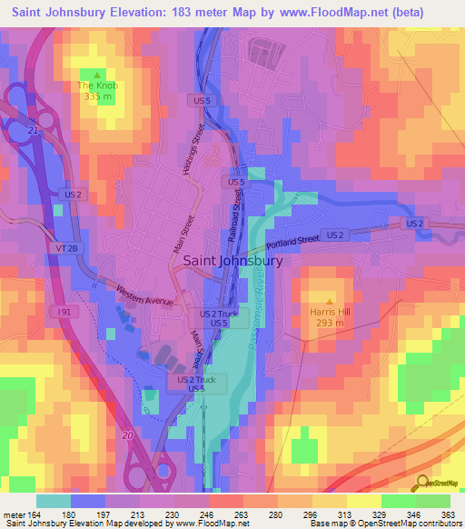 Saint Johnsbury,US Elevation Map