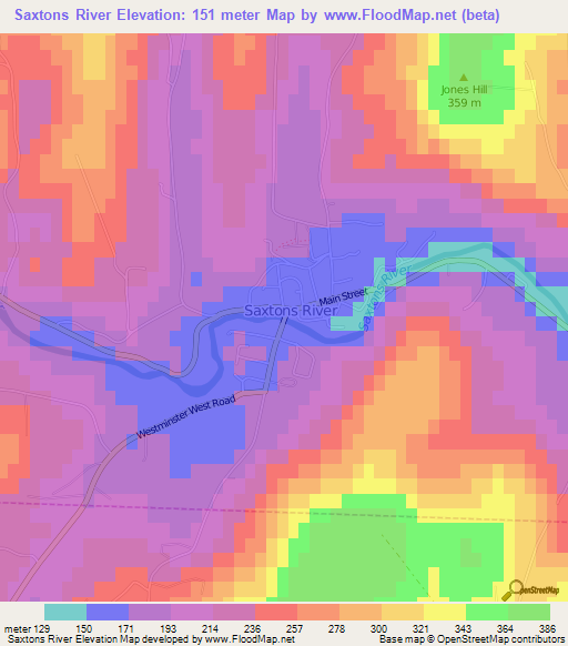 Saxtons River,US Elevation Map