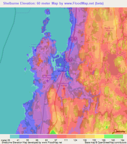 Shelburne,US Elevation Map