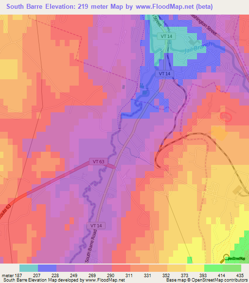 South Barre,US Elevation Map