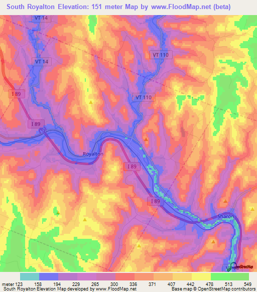 South Royalton,US Elevation Map